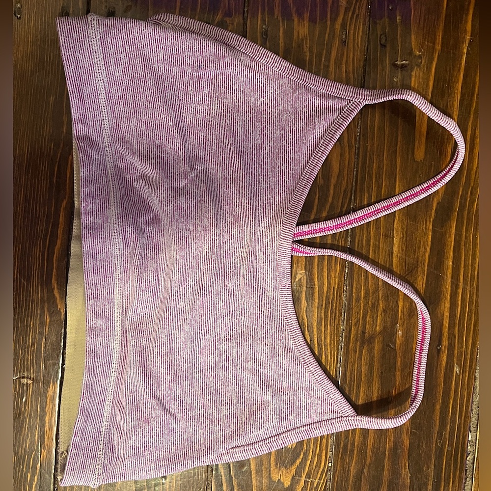 Purple striped LuluLemon athletics sports bra